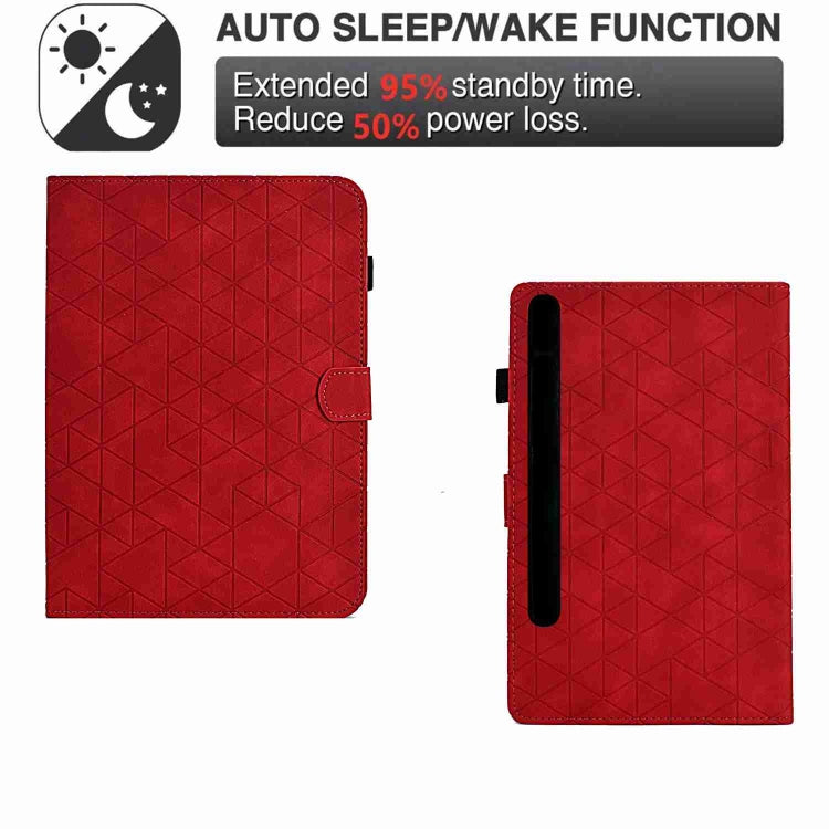 For Samsung Galaxy Tab S9 Rhombus TPU Smart Leather Tablet Case(Red) - Galaxy Tab S9 Cases by buy2fix | Online Shopping UK | buy2fix