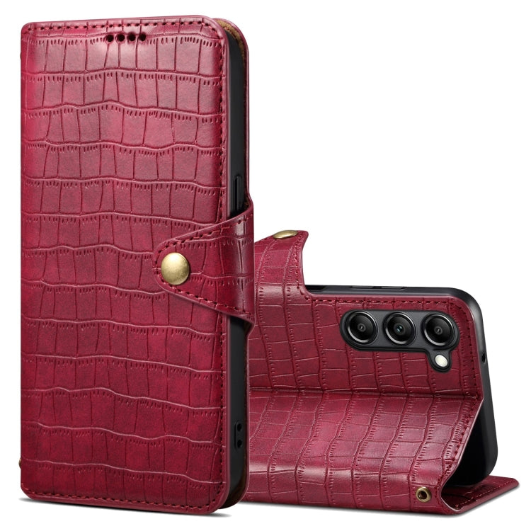 For Samsung Galaxy S23+ Denior Crocodile Texture Oil Edge Leather Phone Case(Rose Red) - Galaxy S23+ 5G Cases by Denior | Online Shopping UK | buy2fix