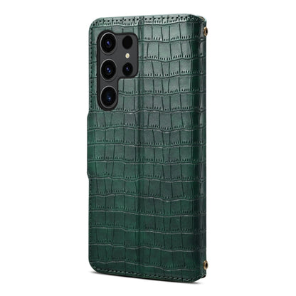 For Samsung Galaxy S24 5G Denior Crocodile Texture Oil Edge Leather Phone Case(Green) - Galaxy S24 5G Cases by Denior | Online Shopping UK | buy2fix