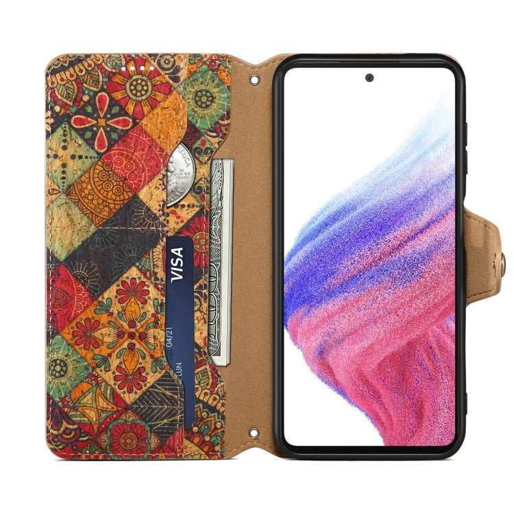 For Samsung Galaxy S24+ 5G Denior Flower Language Series Cork Fabric Oil Edge Leather Phone Case(Autumn) - Galaxy S24+ 5G Cases by Denior | Online Shopping UK | buy2fix