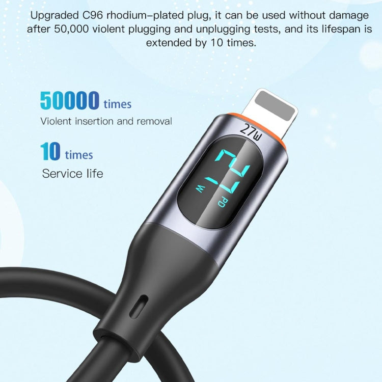 TOTU CB-7-PD 27W USB-C / Type-C to 8 Pin Digital Display Fast Charging Silicone Cable, Length: 1m(Black) - 2 in 1 Cable by TOTUDESIGN | Online Shopping UK | buy2fix