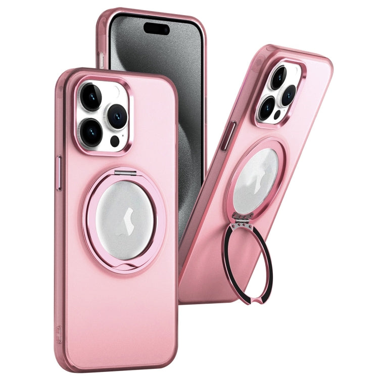 For iPhone 15 Pro MagSafe 360 Rotate Ring Holder PC Phone Case(Pink) - iPhone 15 Pro Cases by buy2fix | Online Shopping UK | buy2fix