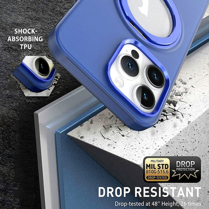 For iPhone 12 Pro Max MagSafe 360 Rotate Ring Holder PC Phone Case(Dark Blue) - iPhone 12 Pro Max Cases by buy2fix | Online Shopping UK | buy2fix