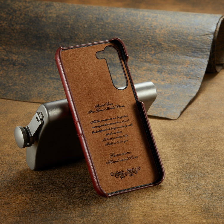 For Samsung Galaxy S24+ 5G Fierre Shann Oil Wax Texture Leather Phone Case with Card Slots(Brown) - Galaxy S24+ 5G Cases by FIERRE SHANN | Online Shopping UK | buy2fix