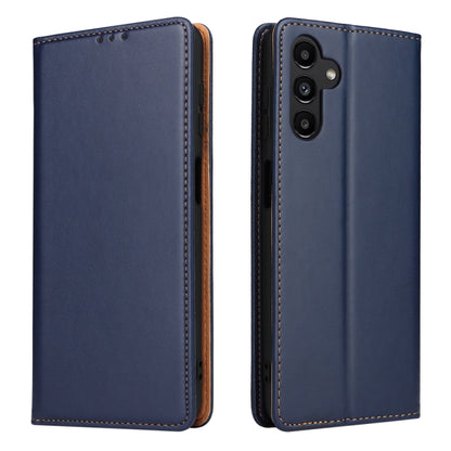 For Samsung Galaxy A15 5G Fierre Shann PU Genuine Leather Texture Phone Case(Blue) - Galaxy Phone Cases by FIERRE SHANN | Online Shopping UK | buy2fix