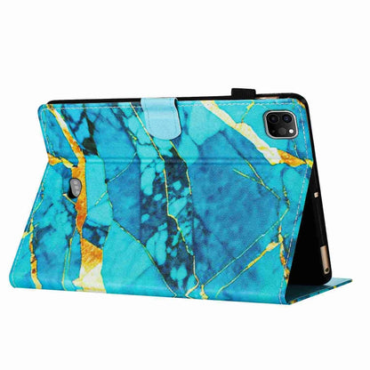 For iPad 11 Pro 2024 / 2020 / Air 4 10.9 Marble Pattern Stitching Smart Leather Tablet Case(Gold Blue) - iPad Air (2022) / (2020) 10.9 Cases by buy2fix | Online Shopping UK | buy2fix