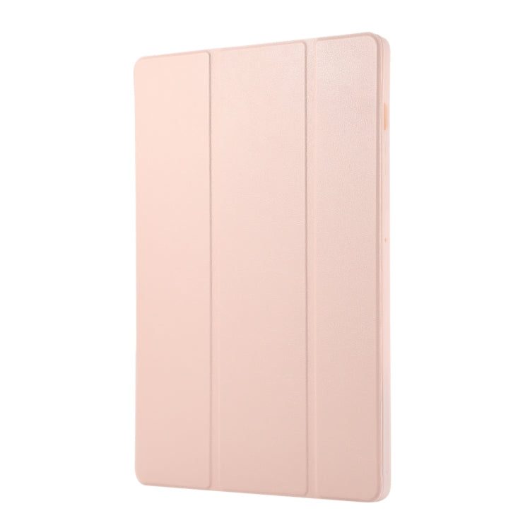 For Samsung Galaxy Tab S9 FE+ 3-Fold Pure Color TPU Leather Tablet Case with Pen Slot(Pink) - Galaxy Tab S9 FE+ by buy2fix | Online Shopping UK | buy2fix