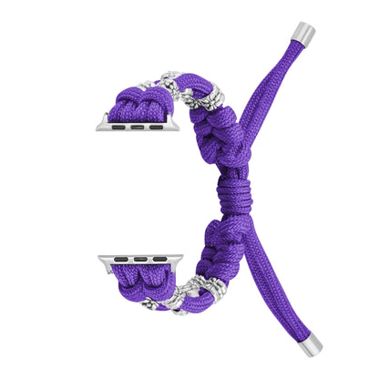 For Apple Watch Ultra 49mm Chrysanthemum Beads Paracord Braided Watch Band(Purple) - Watch Bands by buy2fix | Online Shopping UK | buy2fix