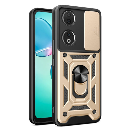 For Honor 90 5G Sliding Camera Cover Design TPU+PC Phone Case(Gold) - Honor Cases by buy2fix | Online Shopping UK | buy2fix