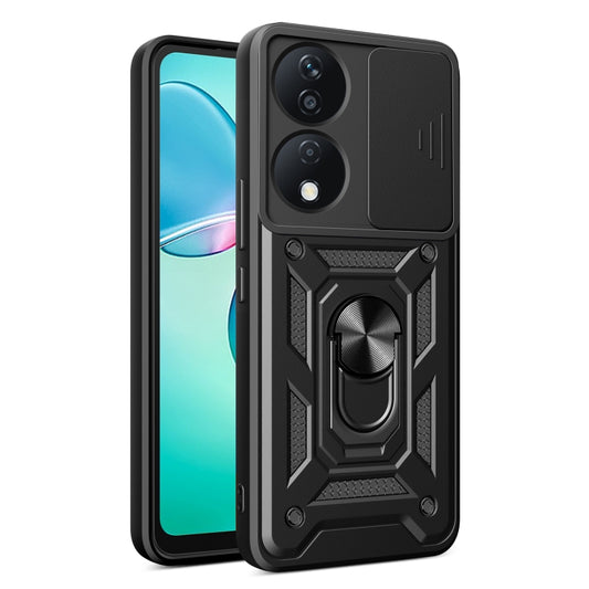 For Honor X7b Sliding Camera Cover Design TPU+PC Phone Case(Black) - Honor Cases by buy2fix | Online Shopping UK | buy2fix