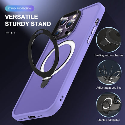 For iPhone 14 Pro Max MagSafe Holder Skin-feel PC Hybrid TPU Phone Case(Purple) - iPhone 14 Pro Max Cases by buy2fix | Online Shopping UK | buy2fix