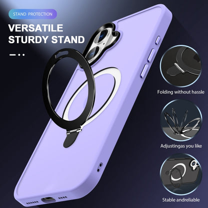 For iPhone 16 Skin-feel MagSafe Holder PC Hybrid TPU Phone Case(Purple) - iPhone 16 Cases by buy2fix | Online Shopping UK | buy2fix