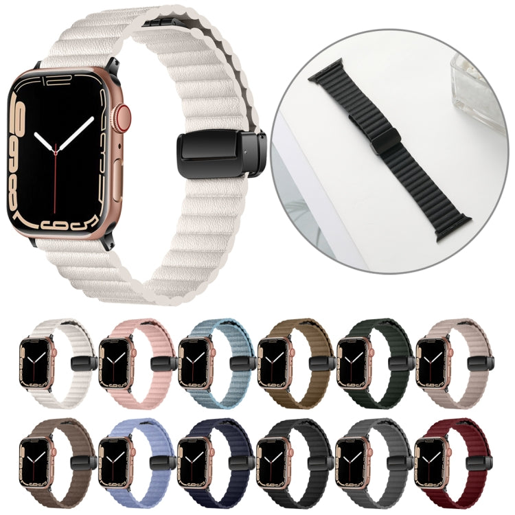 For Apple Watch Series 9 41mm Water Ripple Magnetic Folding Buckle Watch Band, Style: Bold Version(Khaki) - Watch Bands by buy2fix | Online Shopping UK | buy2fix