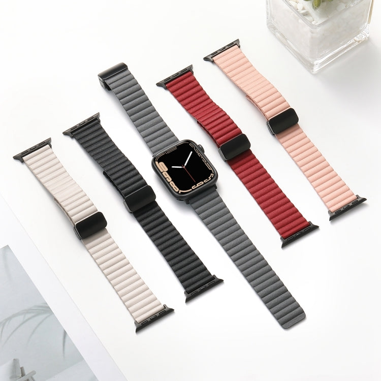 For Apple Watch Series 4 40mm Water Ripple Magnetic Folding Buckle Watch Band, Style: Bold Version(Pink) - Watch Bands by buy2fix | Online Shopping UK | buy2fix