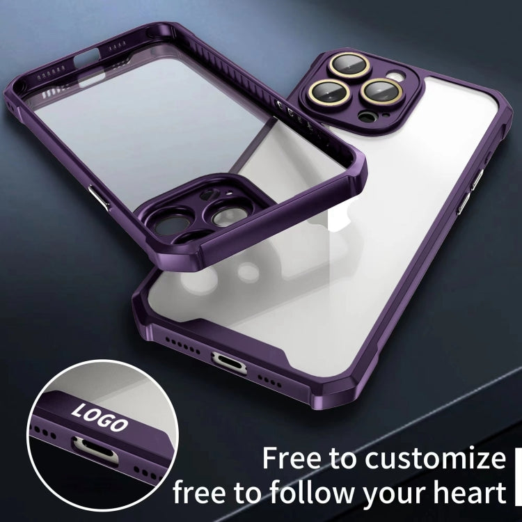 For iPhone 16 Pro Shockproof Acrylic Phone Case with Lens Glass Film(Purple) - iPhone 16 Pro Cases by buy2fix | Online Shopping UK | buy2fix