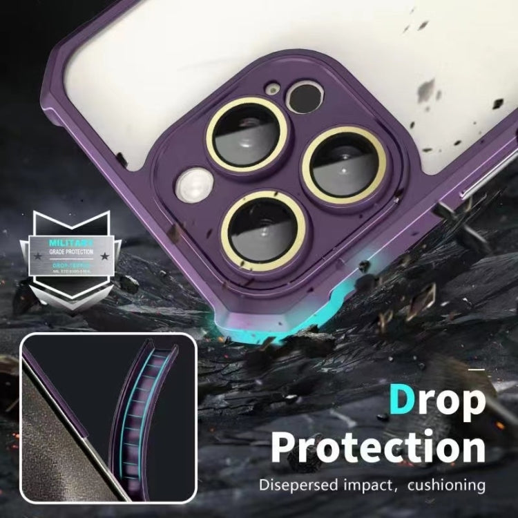 For iPhone 16 Pro Shockproof Acrylic Phone Case with Lens Glass Film(Purple) - iPhone 16 Pro Cases by buy2fix | Online Shopping UK | buy2fix