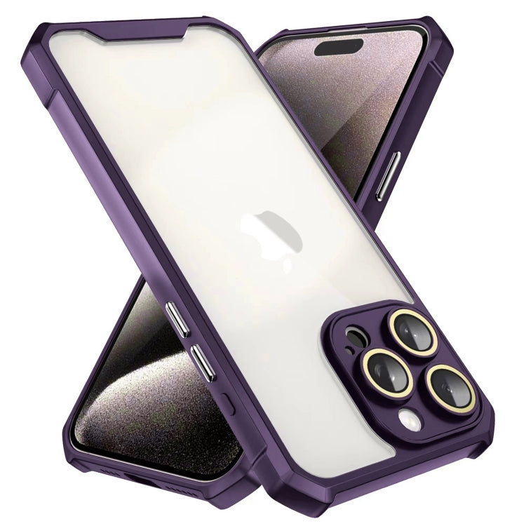 For iPhone 16 Shockproof Acrylic Phone Case with Lens Glass Film(Purple) - iPhone 16 Cases by buy2fix | Online Shopping UK | buy2fix