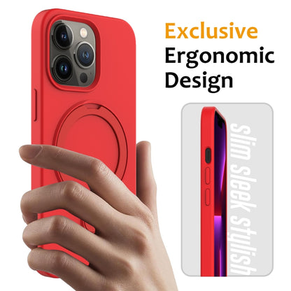 For iPhone 13 Pro Max MagSafe Magnetic Liquid Silicone Phone Case with Ring Holder(Red) - iPhone 13 Pro Max Cases by buy2fix | Online Shopping UK | buy2fix