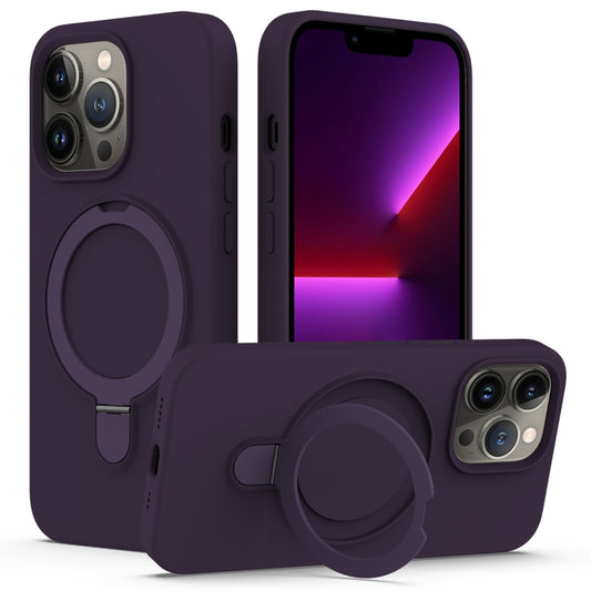 For iPhone 13 Pro Max MagSafe Magnetic Liquid Silicone Phone Case with Ring Holder(Purple) - iPhone 13 Pro Max Cases by buy2fix | Online Shopping UK | buy2fix