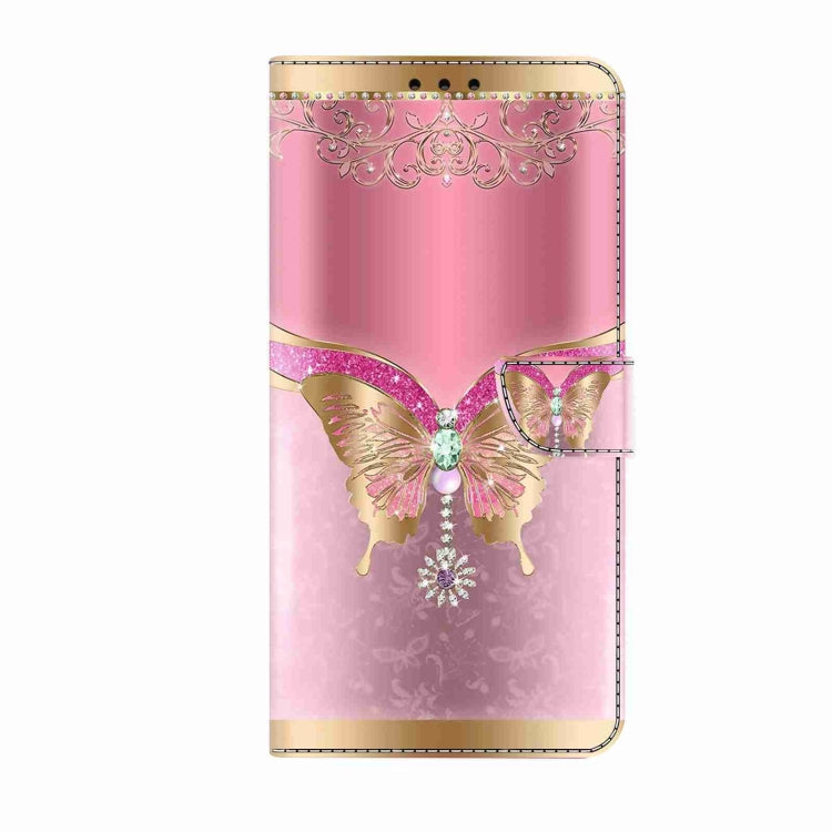 For Xiaomi Redmi 13C Crystal 3D Shockproof Protective Leather Phone Case(Pink Bottom Butterfly) - 13C Cases by buy2fix | Online Shopping UK | buy2fix