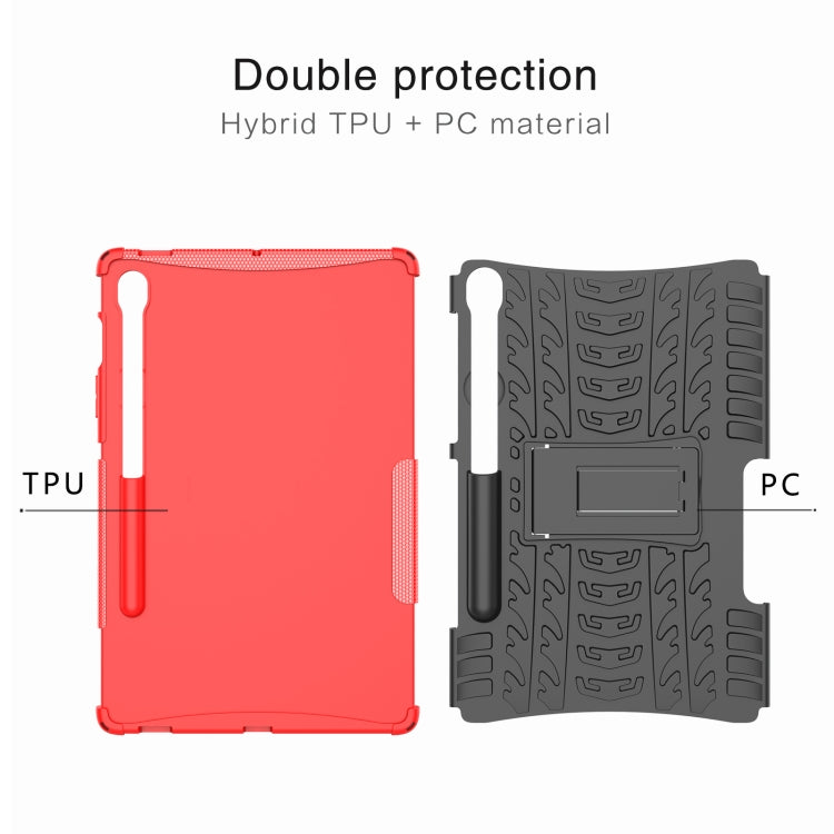 For Samsung Galaxy Tab S9 FE Tire Texture TPU + PC Tablet Case with Holder(Green) - Galaxy Tab S9 FE by buy2fix | Online Shopping UK | buy2fix