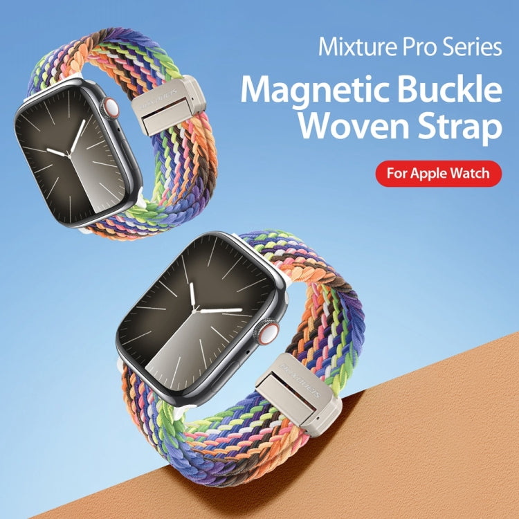 For Apple Watch SE 2022 44mm DUX DUCIS Mixture Pro Series Magnetic Buckle Nylon Braid Watch Band(New Rainbow) - Watch Bands by DUX DUCIS | Online Shopping UK | buy2fix