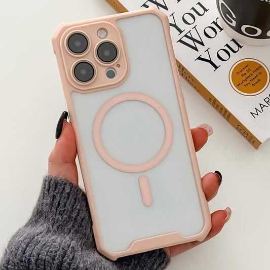 For iPhone 14 Pro Colorful Two-Color Lens Film MagSafe Magnetic Horn Acrylic+TPU Case(Pink) - iPhone 14 Pro Cases by buy2fix | Online Shopping UK | buy2fix
