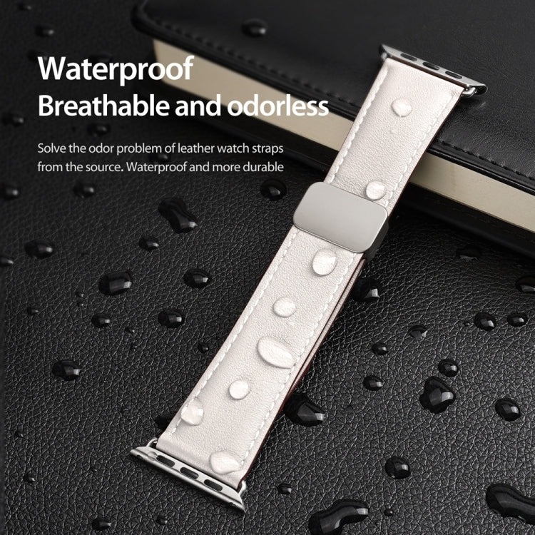 For Apple Watch Series 9 45mm DUX DUCIS YA Series Magnetic Buckle Genuine Leather Watch Band(White) - Watch Bands by DUX DUCIS | Online Shopping UK | buy2fix