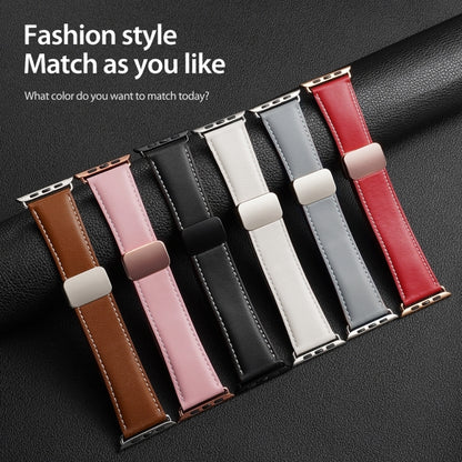 For Apple Watch Series 4 44mm DUX DUCIS YA Series Magnetic Buckle Genuine Leather Watch Band(Pink) - Watch Bands by DUX DUCIS | Online Shopping UK | buy2fix