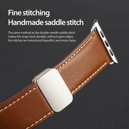 For Apple Watch Series 2 42mm DUX DUCIS YA Series Magnetic Buckle Genuine Leather Watch Band(Brown) - Watch Bands by DUX DUCIS | Online Shopping UK | buy2fix