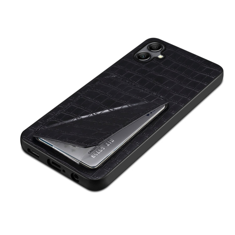 For Samsung Galaxy A20s Denior Imitation Crocodile Leather Back Phone Case with Holder(Black) - Galaxy Phone Cases by Denior | Online Shopping UK | buy2fix