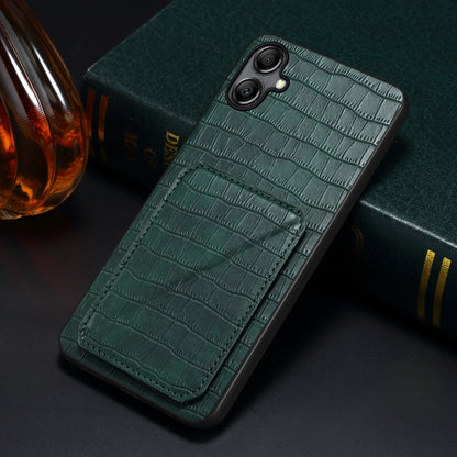 For Samsung Galaxy A22 5G Denior Imitation Crocodile Leather Back Phone Case with Holder(Green) - Galaxy Phone Cases by Denior | Online Shopping UK | buy2fix