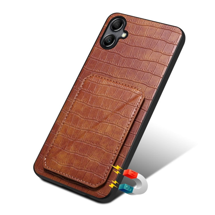 For Samsung Galaxy A54 5G Denior Imitation Crocodile Leather Back Phone Case with Holder(Brown) - Galaxy Phone Cases by Denior | Online Shopping UK | buy2fix