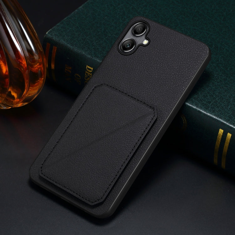 For Samsung Galaxy A14 5G / 4G Denior Imitation Calf Leather Back Phone Case with Holder(Black) - Galaxy Phone Cases by Denior | Online Shopping UK | buy2fix