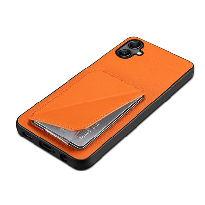 For Samsung Galaxy A70 Denior Imitation Calf Leather Back Phone Case with Holder(Orange) - Galaxy Phone Cases by Denior | Online Shopping UK | buy2fix