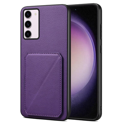 For Samsung Galaxy S23 5G Denior Imitation Calf Leather Back Phone Case with Holder(Purple) - Galaxy S23 5G Cases by Denior | Online Shopping UK | buy2fix