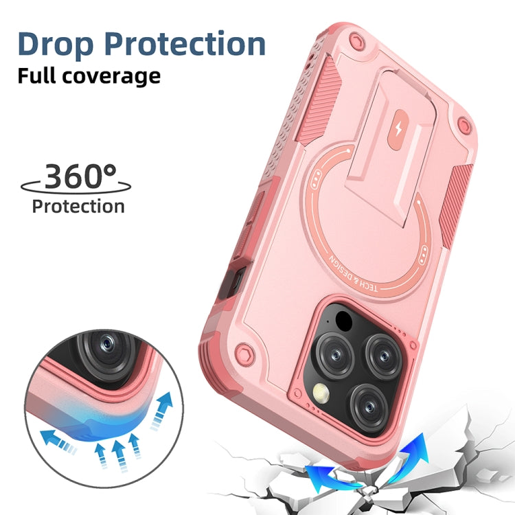 For iPhone 12 Pro Max MagSafe Holder Armor PC Hybrid TPU Phone Case(Pink) - iPhone 12 Pro Max Cases by buy2fix | Online Shopping UK | buy2fix