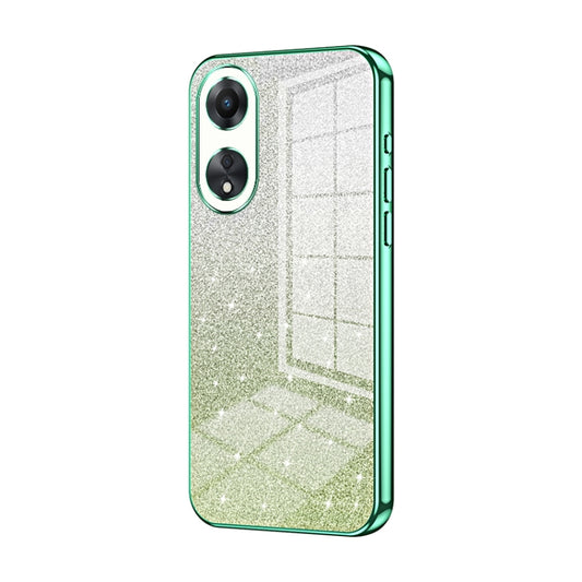 For OPPO A58 5G / A58x 5G Gradient Glitter Powder Electroplated Phone Case(Green) - OPPO Cases by buy2fix | Online Shopping UK | buy2fix