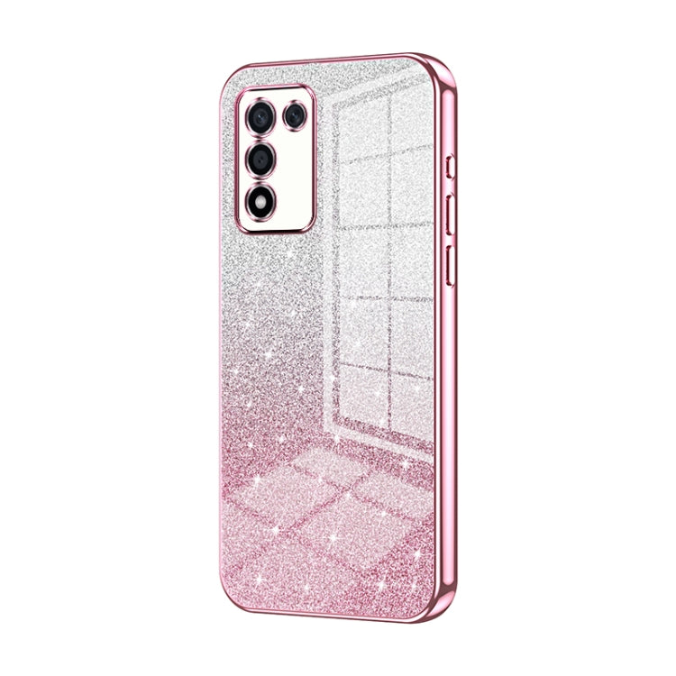 For OPPO K9s / K10 Energy Gradient Glitter Powder Electroplated Phone Case(Pink) - OPPO Cases by buy2fix | Online Shopping UK | buy2fix
