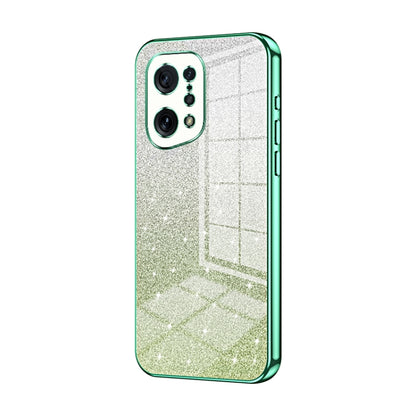 For OPPO Find X5 Gradient Glitter Powder Electroplated Phone Case(Green) - OPPO Cases by buy2fix | Online Shopping UK | buy2fix