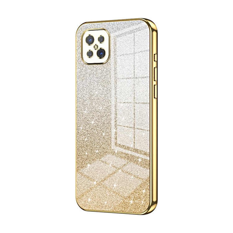 For OPPO A92s / Reno4 Z 5G Gradient Glitter Powder Electroplated Phone Case(Gold) - OPPO Cases by buy2fix | Online Shopping UK | buy2fix