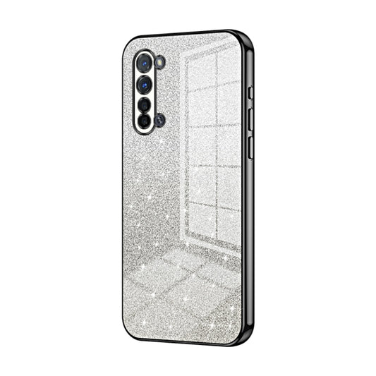 For OPPO Reno3 5G / Find X2 Lite Gradient Glitter Powder Electroplated Phone Case(Black) - OPPO Cases by buy2fix | Online Shopping UK | buy2fix