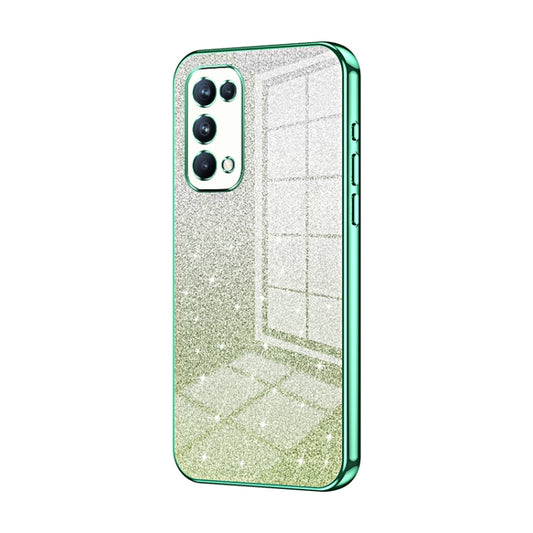 For OPPO Reno5 Pro Gradient Glitter Powder Electroplated Phone Case(Green) - OPPO Cases by buy2fix | Online Shopping UK | buy2fix