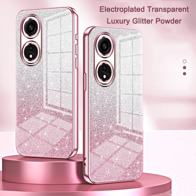 For OPPO Reno8 Pro+ Gradient Glitter Powder Electroplated Phone Case(Pink) - OPPO Cases by buy2fix | Online Shopping UK | buy2fix