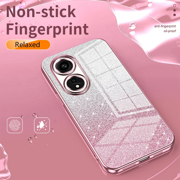 For OPPO Reno4 Gradient Glitter Powder Electroplated Phone Case(Transparent) - OPPO Cases by buy2fix | Online Shopping UK | buy2fix