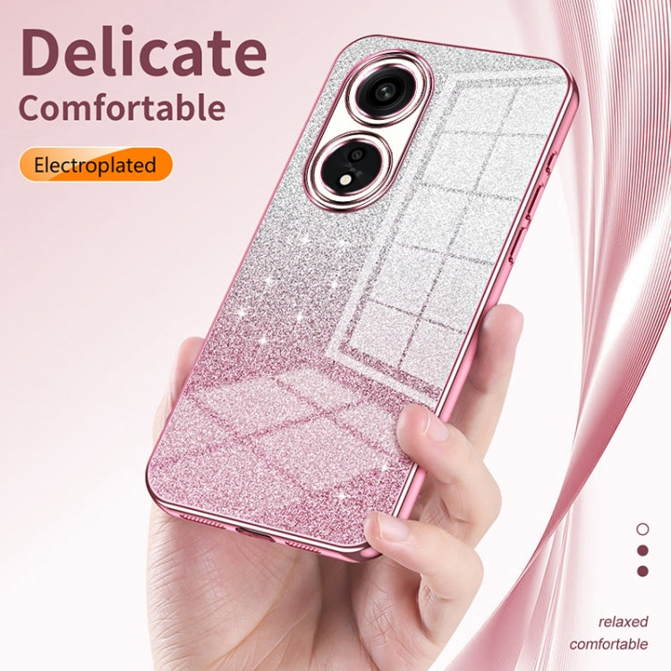 For OPPO Reno6 Indian / Malay Gradient Glitter Powder Electroplated Phone Case(Transparent) - OPPO Cases by buy2fix | Online Shopping UK | buy2fix