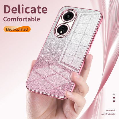 For OPPO A17 / A17K Gradient Glitter Powder Electroplated Phone Case(Transparent) - OPPO Cases by buy2fix | Online Shopping UK | buy2fix