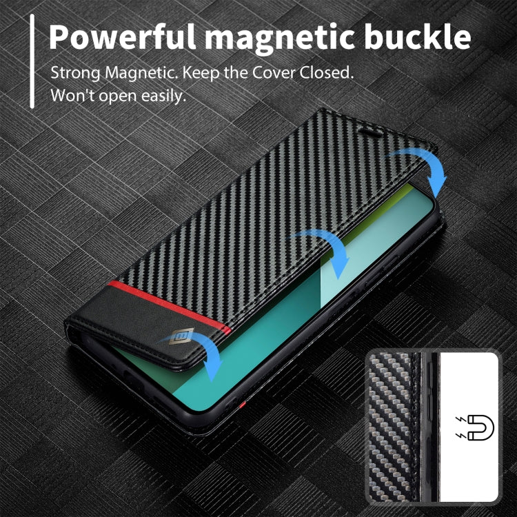 For Xiaomi Redmi Note 13 4G LC.IMEEKE Carbon Fiber Texture Flip Leather Phone Case(Horizontal Black) - Xiaomi Cases by LC.IMEEKE | Online Shopping UK | buy2fix