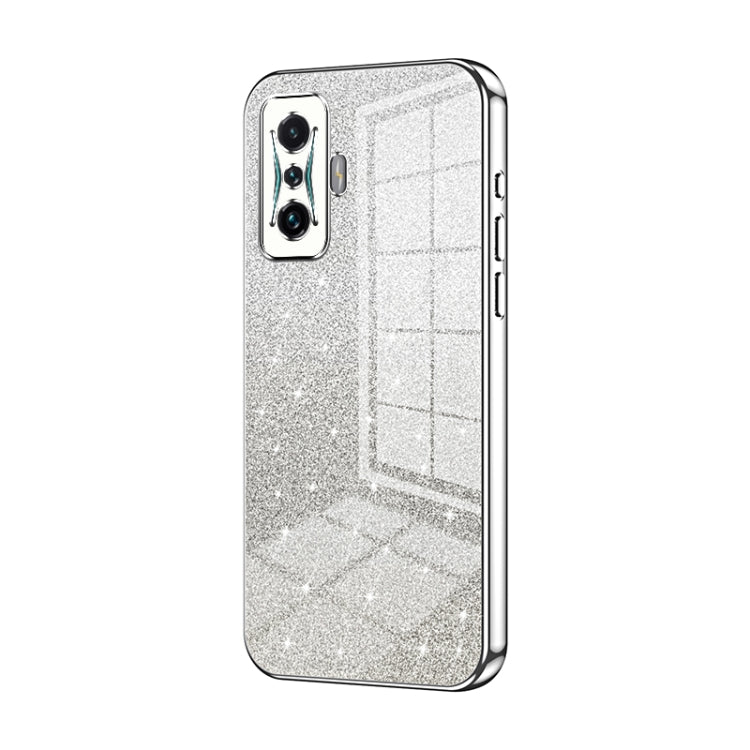 For Xiaomi Redmi K50 Gaming / Poco F4 GT Gradient Glitter Powder Electroplated Phone Case(Silver) - Xiaomi Cases by buy2fix | Online Shopping UK | buy2fix