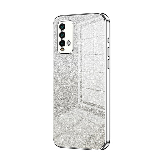 For Xiaomi Redmi Note 9 4G Gradient Glitter Powder Electroplated Phone Case(Silver) - Xiaomi Cases by buy2fix | Online Shopping UK | buy2fix